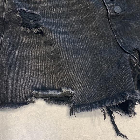 YMI Women's Black Distressed Denim Shorts - Picture 15 of 16